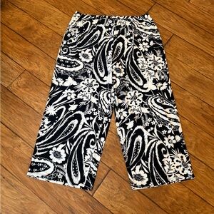 Melissa Paige NWT Women Preppy Paisley Wide Leg Palazzo Pants Sz 3X Black/White